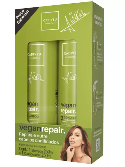 VEGAN REPAIR KIT DE LIMPEZA & CUIDADOS CADIVEU 2 ITENS 250ML